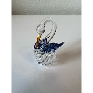 Vintage Mid-Century Collectable Hand Blown Glass Miniature Swan Figurine Lot -8